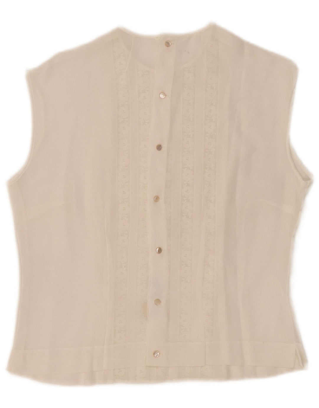 Vintage Womens Sleeveless See Through Blouse Top IT 44 Medium White