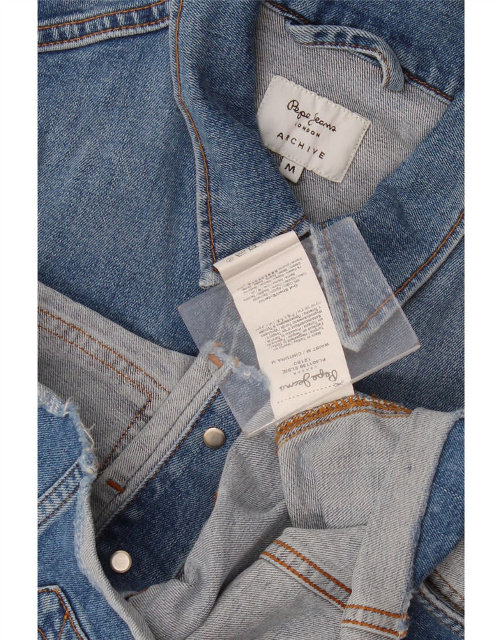 PEPE Jeans Womens Crop Denim Gilet UK 12 Medium Blue Cotton