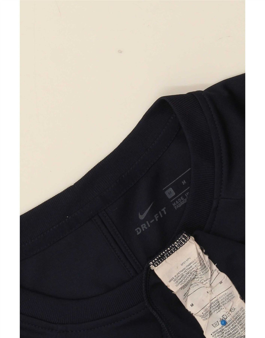 Nike Mens Dri Fit T-Shirt Top Medium Navy Blue Colourblock Polyester
