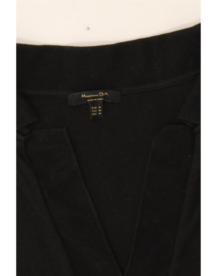 MASSIMO DUTTI Womens Long Sleeve Polo Shirt UK 14 Medium Black Cotton Vintage Massimo Dutti and Second-Hand Massimo Dutti from Messina Hembry 