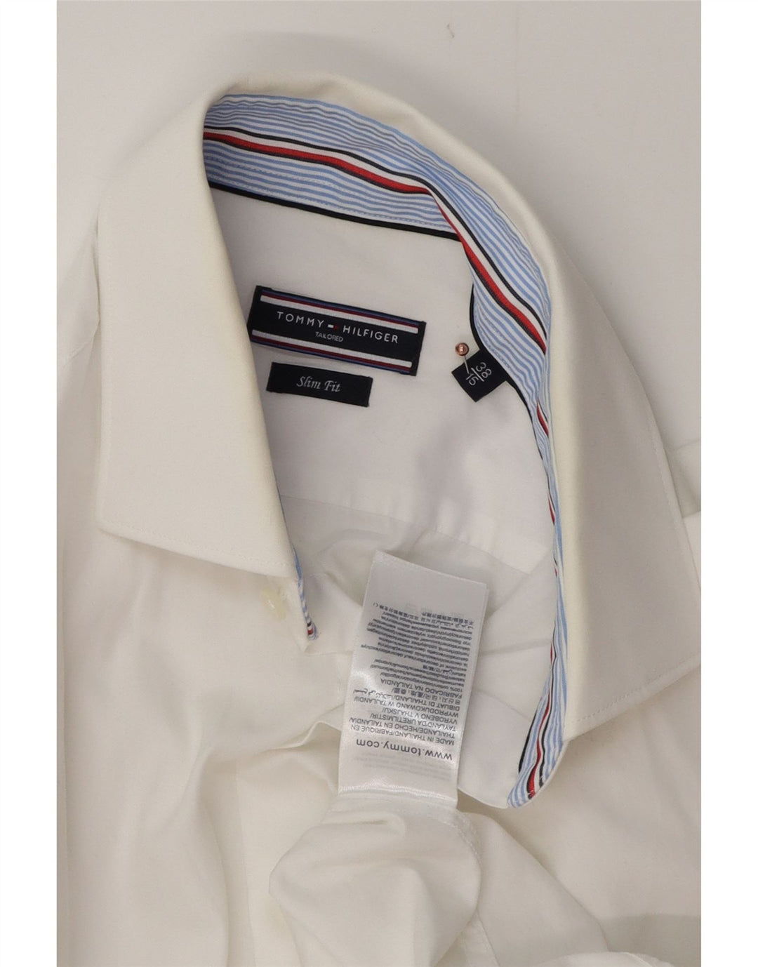TOMMY HILFIGER Mens Slim Fit Shirt Size 15 38 Medium White Cotton