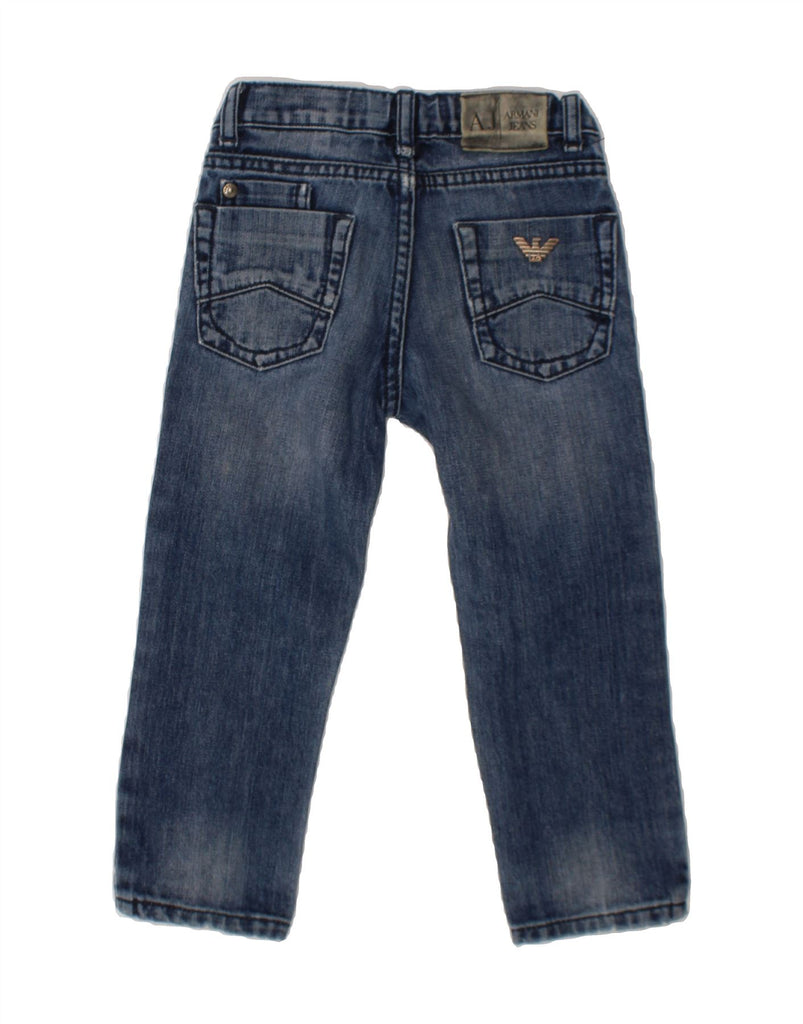 ARMANI Boys Distressed Straight Jeans 2-3 Years W20 L15 Blue Cotton Vintage Armani and Second-Hand Armani from Messina Hembry 