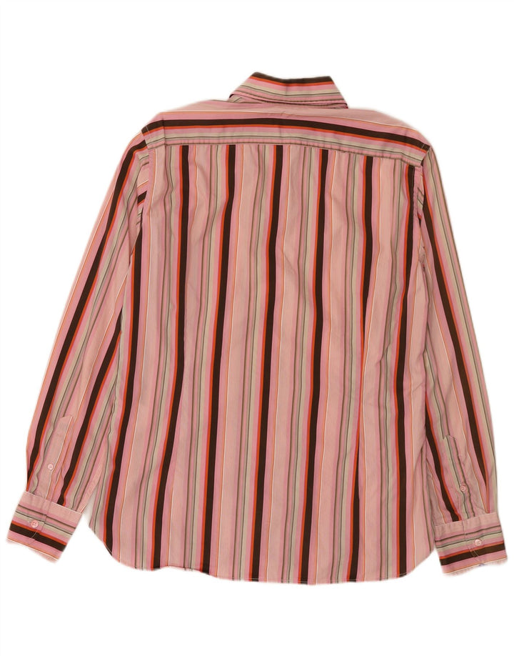 Ted Baker Mens Regular Fit Shirt Size 4 Large Pink Striped Cotton