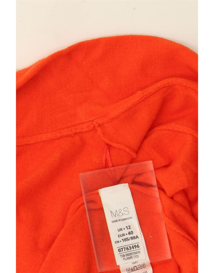 Marks & Spencer Womens Longline Open Cardigan Sweater UK 12 Medium Orange