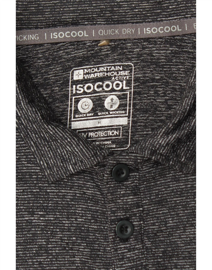 MOUNTAIN WAREHOUSE Mens Polo Shirt Medium Grey Pinstripe Polyamide