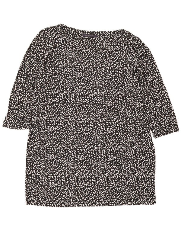 Marks & Spencer Womens 3/4 Sleeve Tunic Top UK 18 XL Black Animal Print