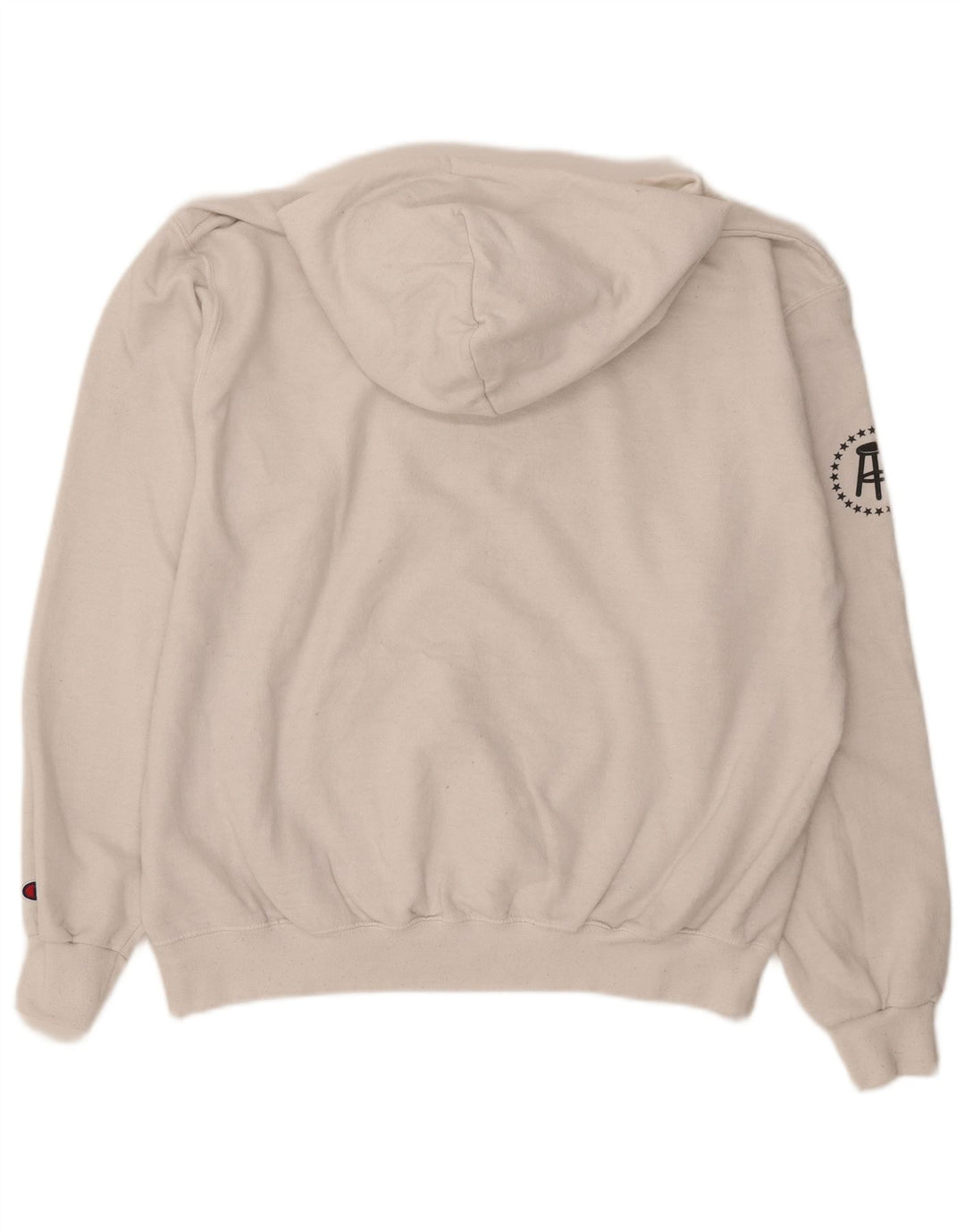 CHAMPION Mens Graphic Hoodie Jumper Large White Cotton