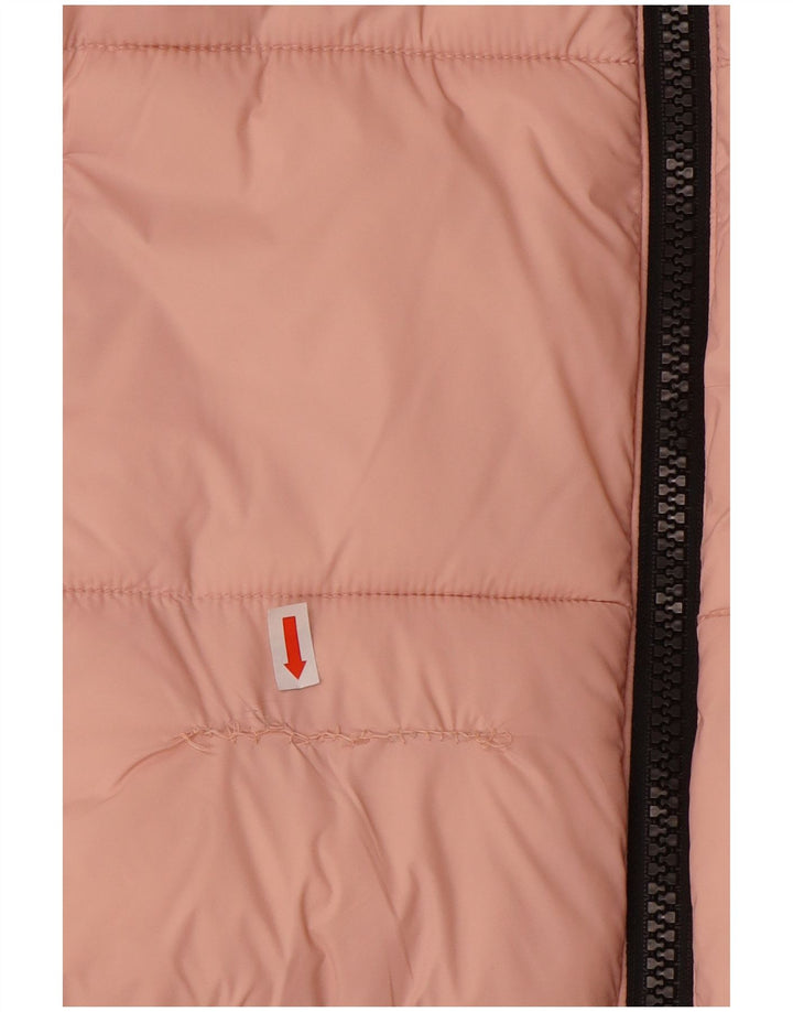 Dkny Womens Oversized Graphic Padded Jacket UK 16 Large Pink Colourblock