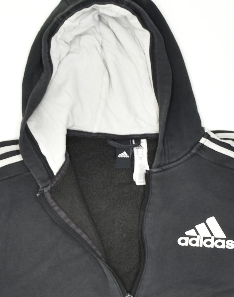 ADIDAS Mens Zip Hoodie Sweater Small Black Cotton | Vintage | Thrift | Second-Hand | Used Clothing | Messina Hembry 