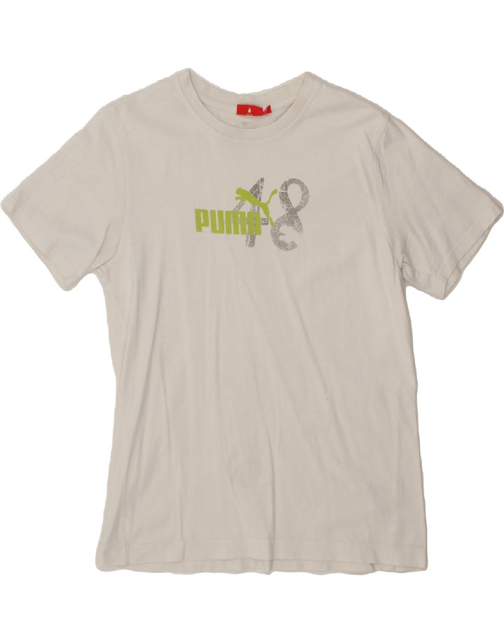 PUMA Mens Graphic T-Shirt Top Medium White Vintage Puma and Second-Hand Puma from Messina Hembry 