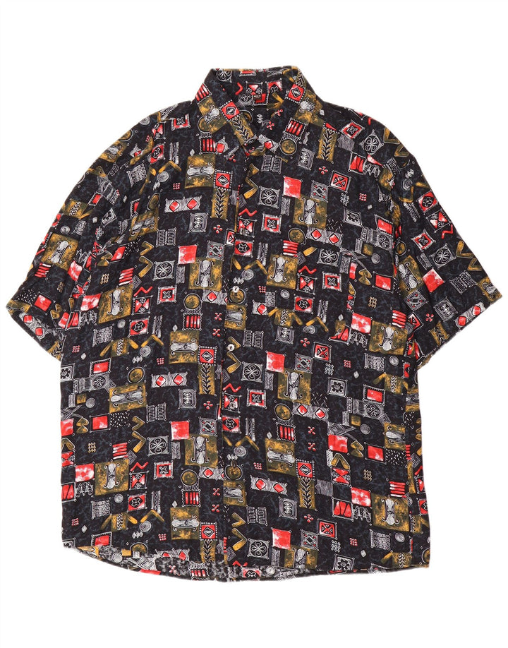 Tipo' S Mens Short Sleeve Shirt XL Black Patchwork Viscose