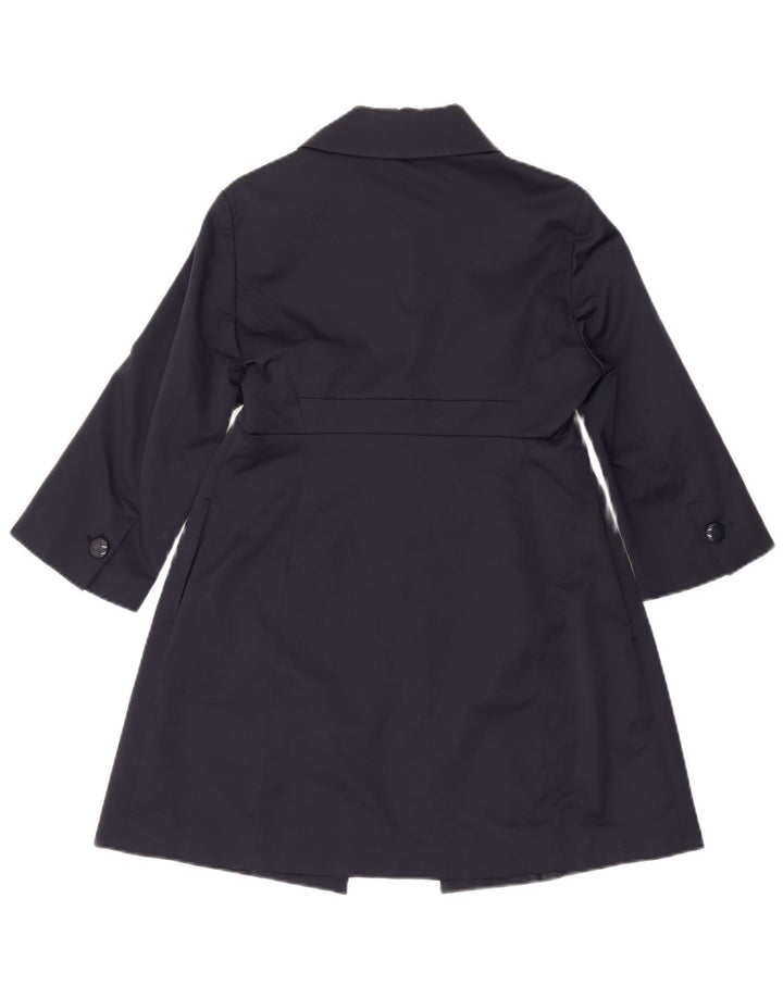 OLTRE Womens 3/4 Sleeve Overcoat UK 10 Small Navy Blue Cotton