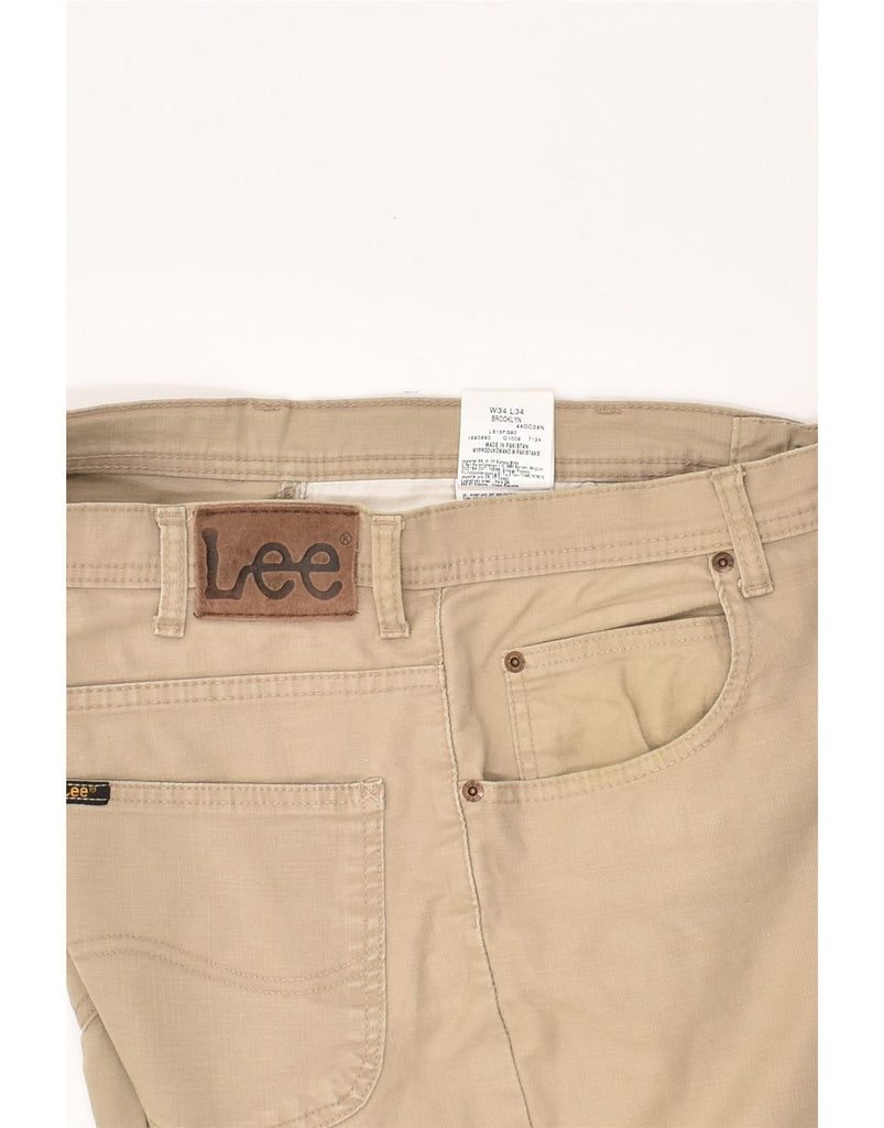 LEE Mens Brooklyn Straight Casual Trousers W34 L34  Beige Cotton | Vintage Lee | Thrift | Second-Hand Lee | Used Clothing | Messina Hembry 