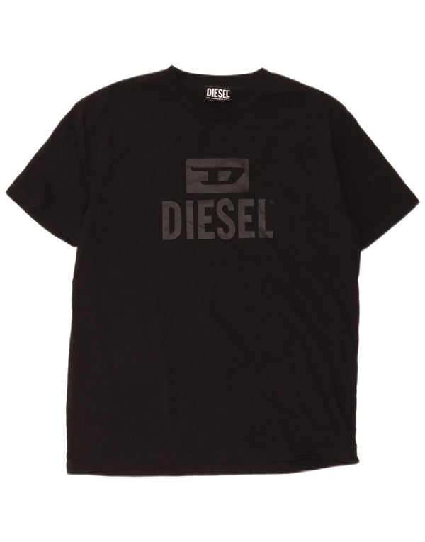 Diesel Mens Graphic T-Shirt Top Medium Black