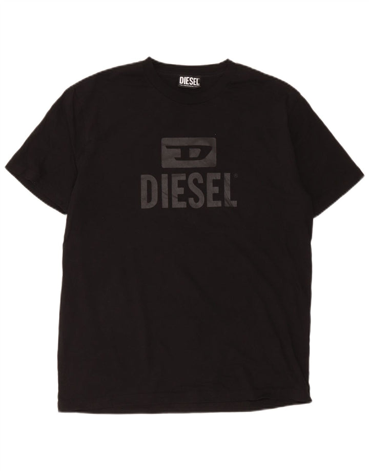Diesel Mens Graphic T-Shirt Top Medium Black