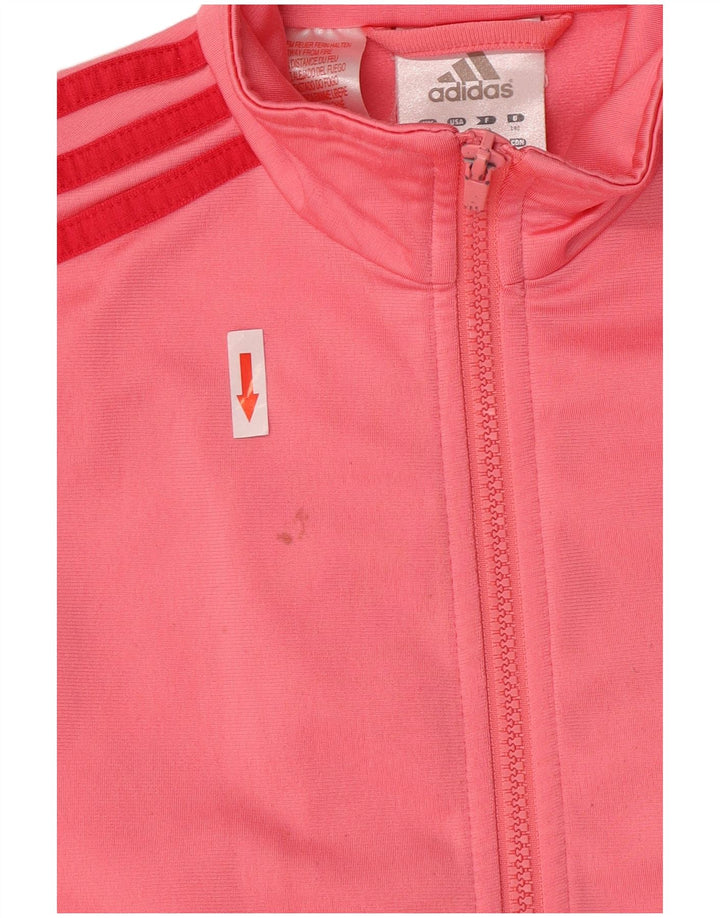 Adidas Girls Tracksuit Top Jacket 9-10 Years Pink Polyester