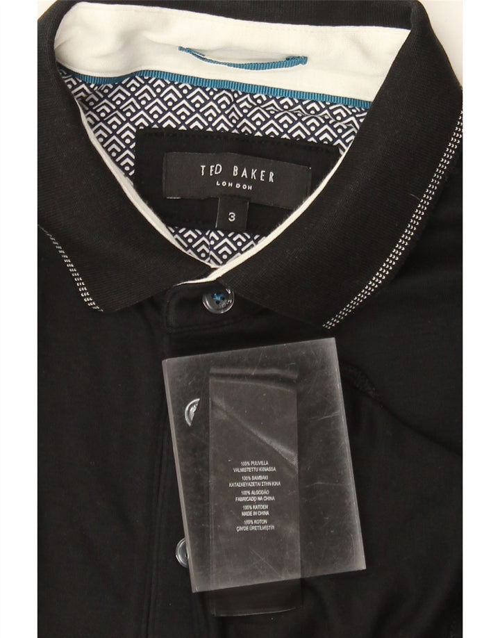 Ted Baker Mens Polo Shirt Size 3 Medium Black Cotton