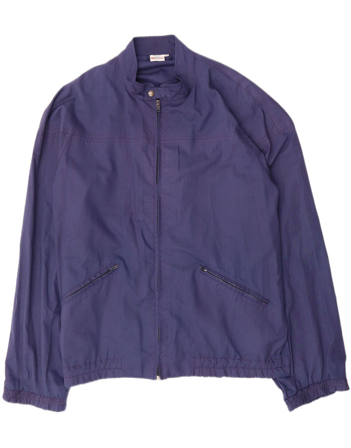 MARLBORO Mens Bomber Jacket IT 54 2XL Navy Blue Cotton