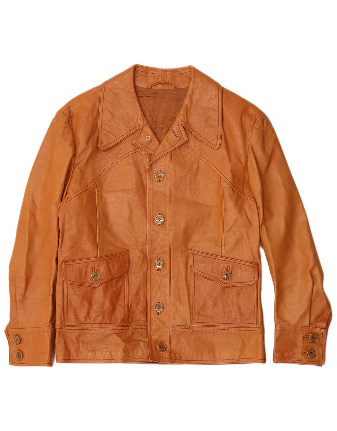 Vintage Mens Leather Jacket UK 36 Small Brown