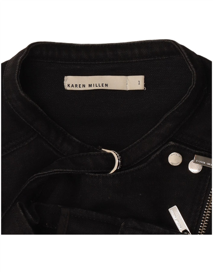 Karen Millen Womens Crop Biker Jacket US 1 2XS Black