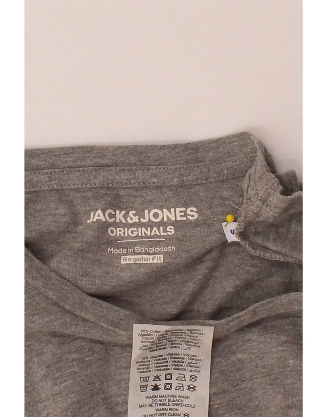 JACK & JONES Mens Regular Fit T-Shirt Top Small Grey Colourblock Cotton Vintage Jack & Jones and Second-Hand Jack & Jones from Messina Hembry 