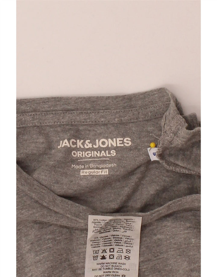JACK & JONES Mens Regular Fit T-Shirt Top Small Grey Colourblock Cotton Vintage Jack & Jones and Second-Hand Jack & Jones from Messina Hembry 