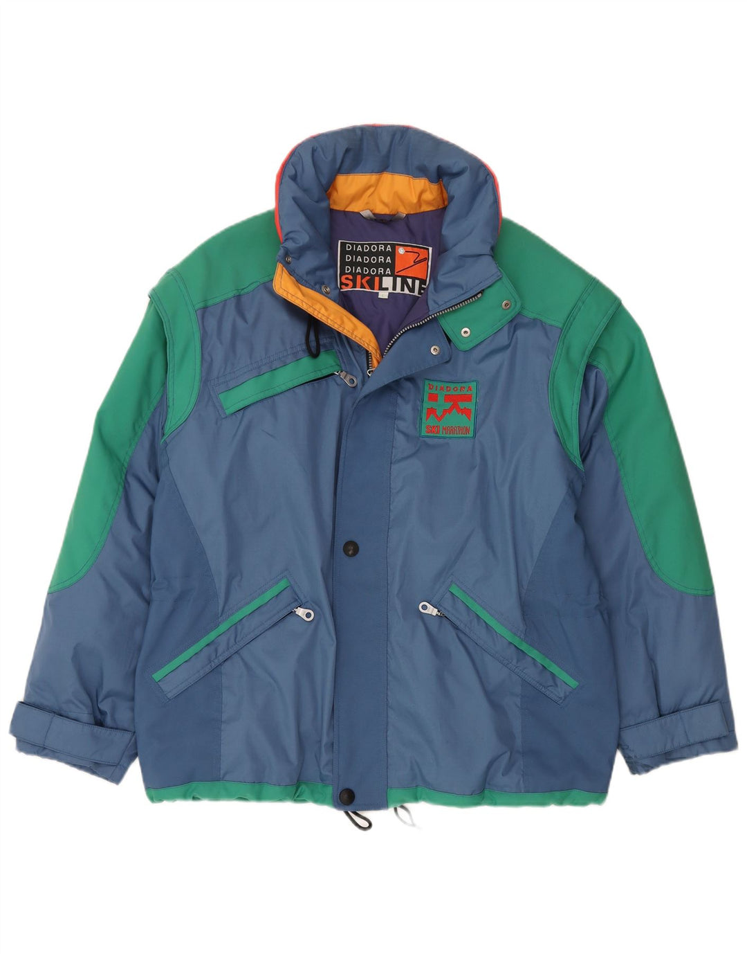 DIADORA Mens Ski Jacket UK 40 Large Blue Colourblock Polyester