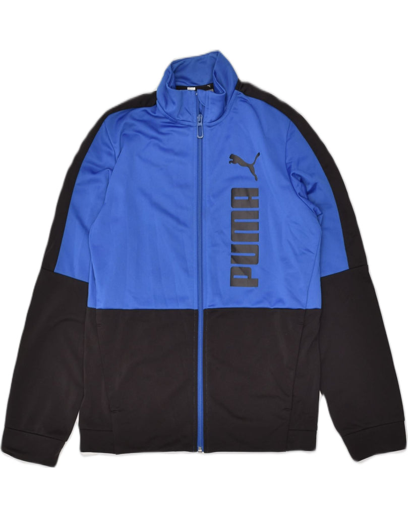 PUMA Boys Graphic Tracksuit Top Jacket 13-14 Years Black Colourblock | Vintage Puma | Thrift | Second-Hand Puma | Used Clothing | Messina Hembry 