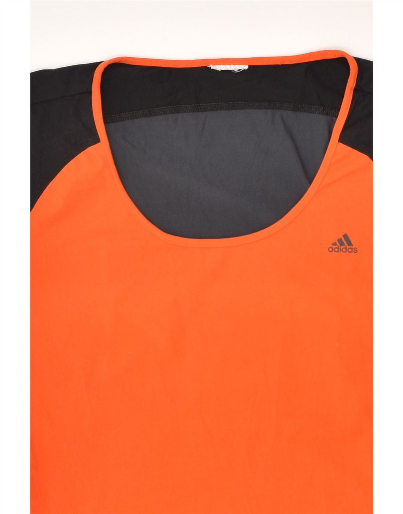 ADIDAS Womens Climalite T-Shirt Top UK 12 Medium Orange Colourblock | Vintage Adidas | Thrift | Second-Hand Adidas | Used Clothing | Messina Hembry 