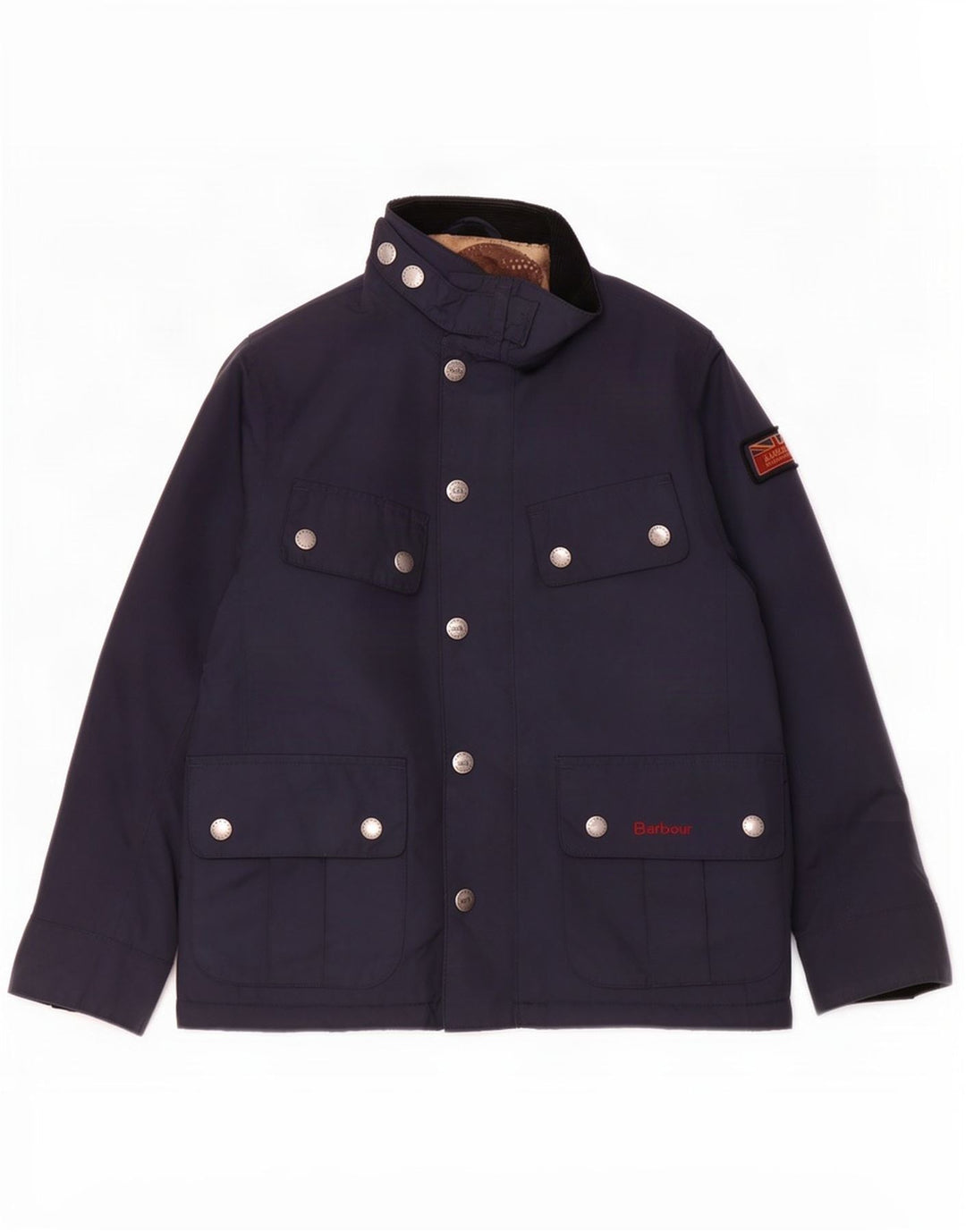 Barbour Boys Racer Jacket 6-7 Years Small Navy Blue Polyester