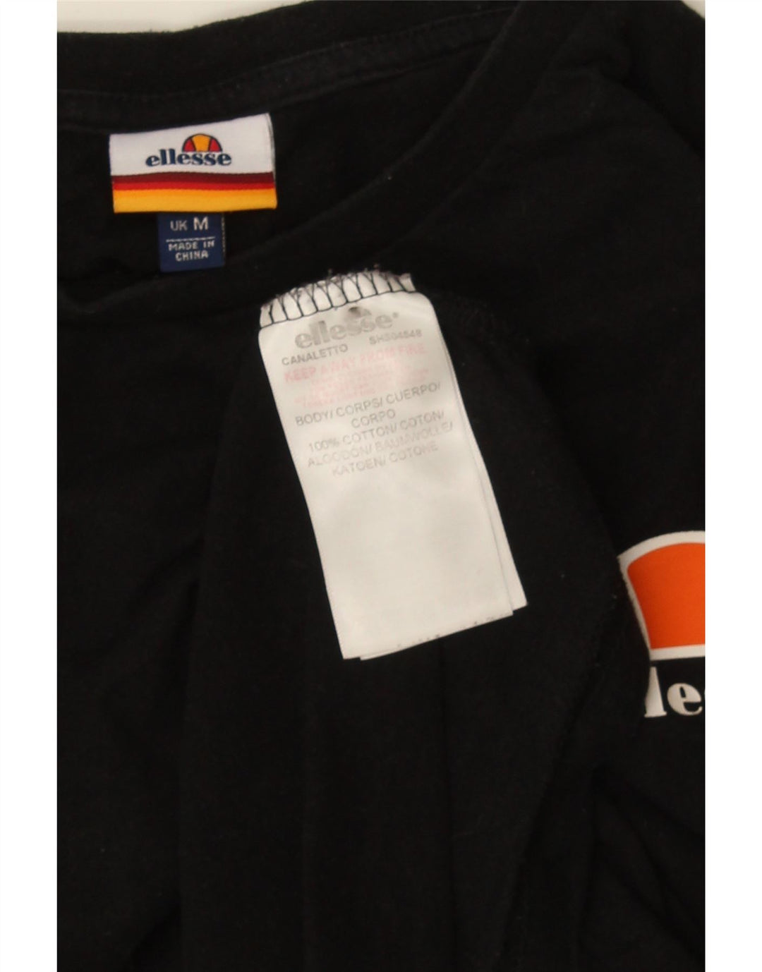 Ellesse Mens T-Shirt Top Medium Black Cotton