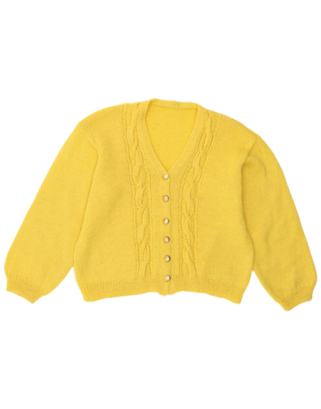 Vintage Womens Crop Cardigan Sweater UK 14 Medium Yellow