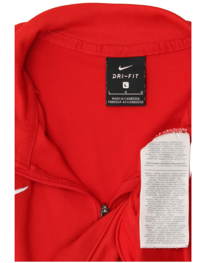 Nike Mens Dri Fit Tracksuit Top Jacket Large Red Polyester