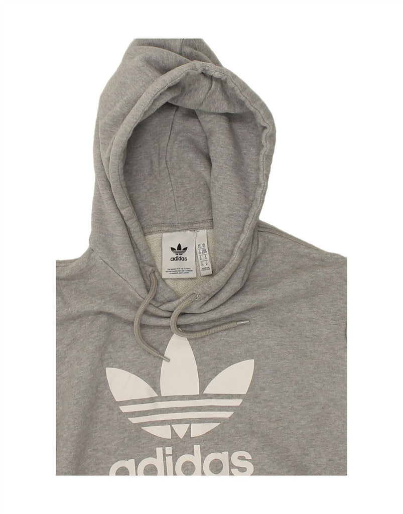 ADIDAS Womens Graphic Hoodie Jumper UK 6 XS Grey Cotton | Vintage Adidas | Thrift | Second-Hand Adidas | Used Clothing | Messina Hembry 