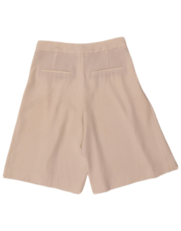Zara Womens Wide Leg High Waist Casual Shorts Small W26  Off White