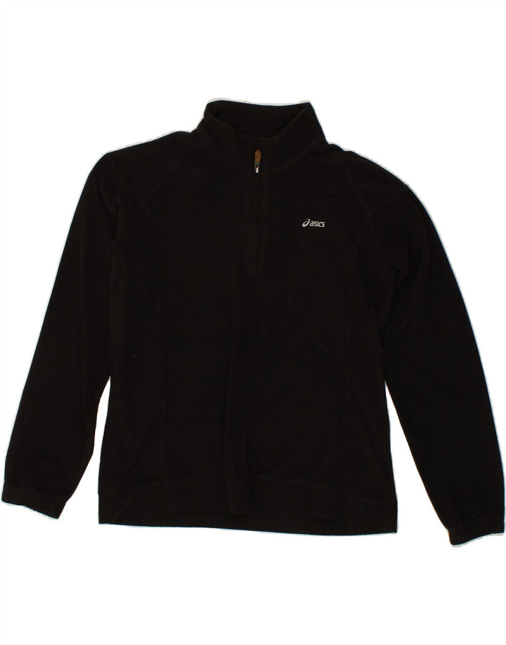 ASICS Womens Zip Neck Fleece Jumper UK 16 Large Black Polyester Vintage Asics and Second-Hand Asics from Messina Hembry 