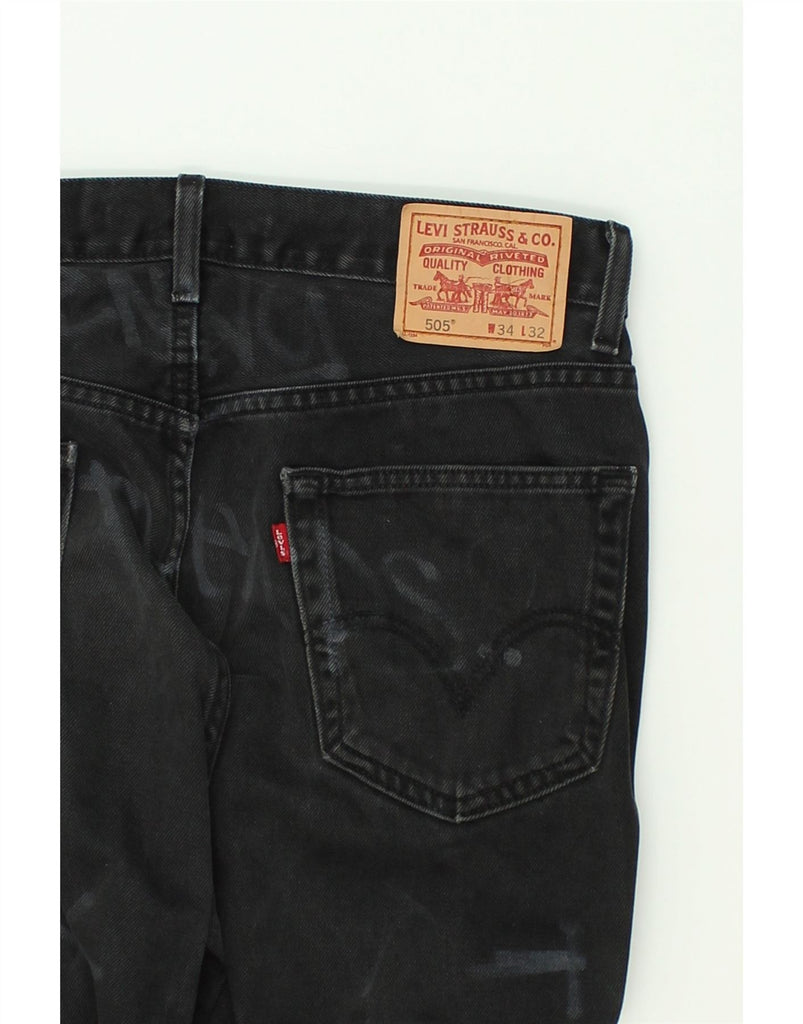 LEVI'S Mens 505 Regular Fit Straight Jeans W34 L32 Black Cotton | Vintage Levi's | Thrift | Second-Hand Levi's | Used Clothing | Messina Hembry 