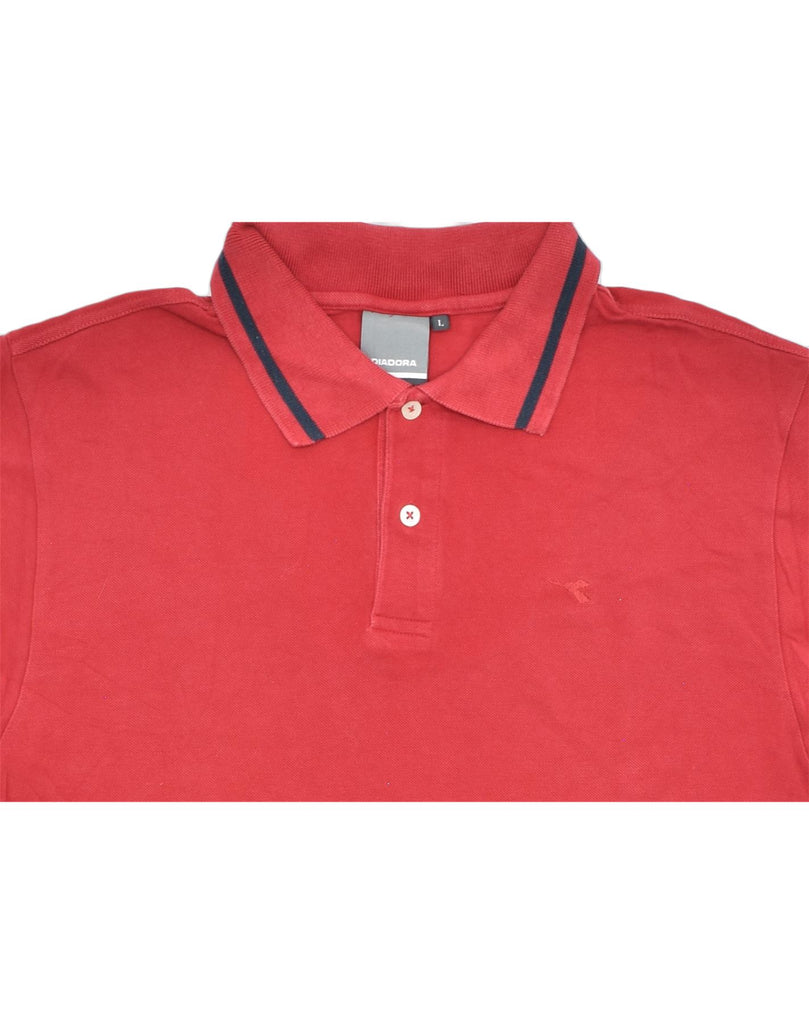 DIADORA Womens Polo Shirt UK 16 Large Red Cotton | Vintage | Thrift | Second-Hand | Used Clothing | Messina Hembry 