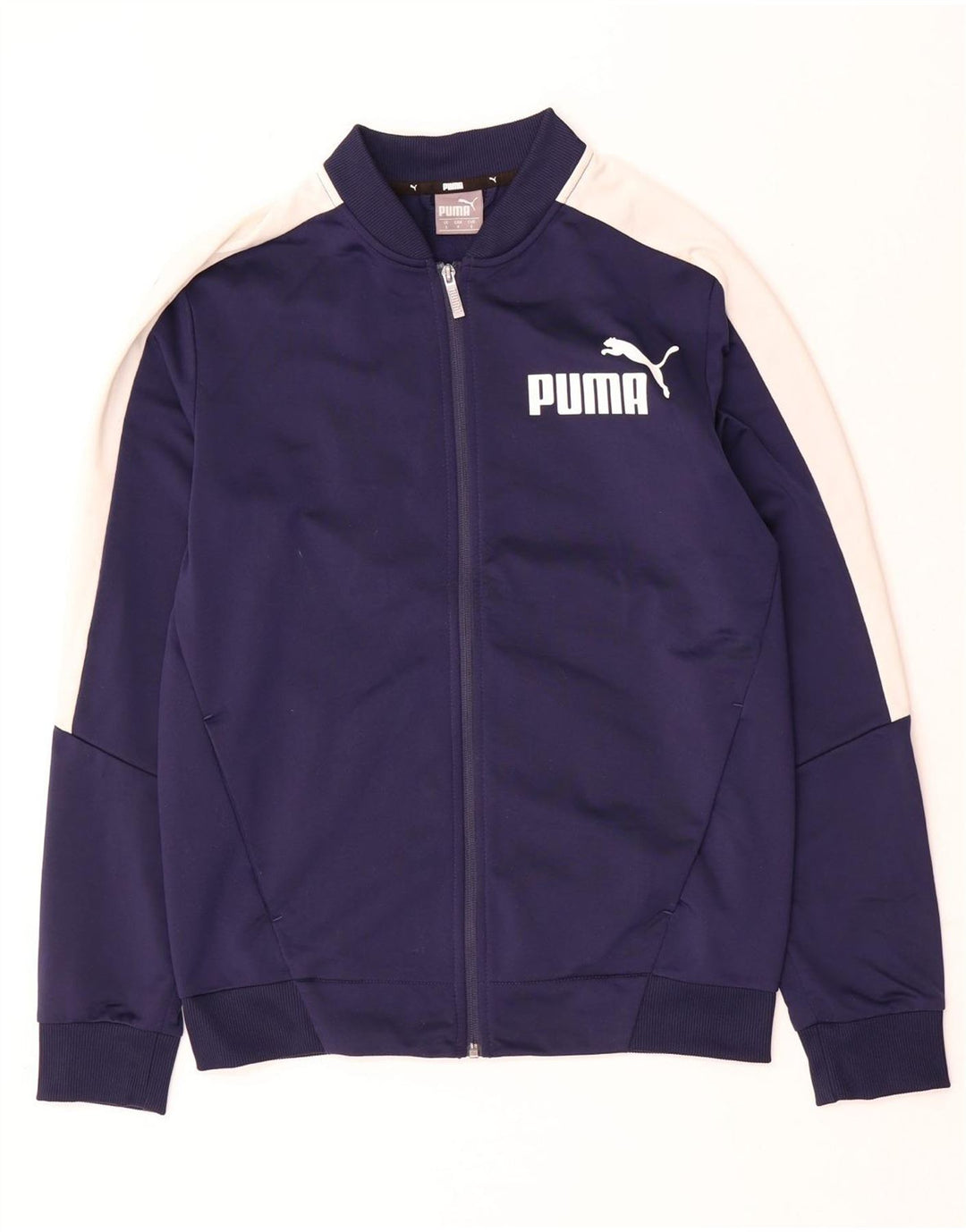 Puma Mens Tracksuit Top Jacket Small Navy Blue Colourblock Polyester
