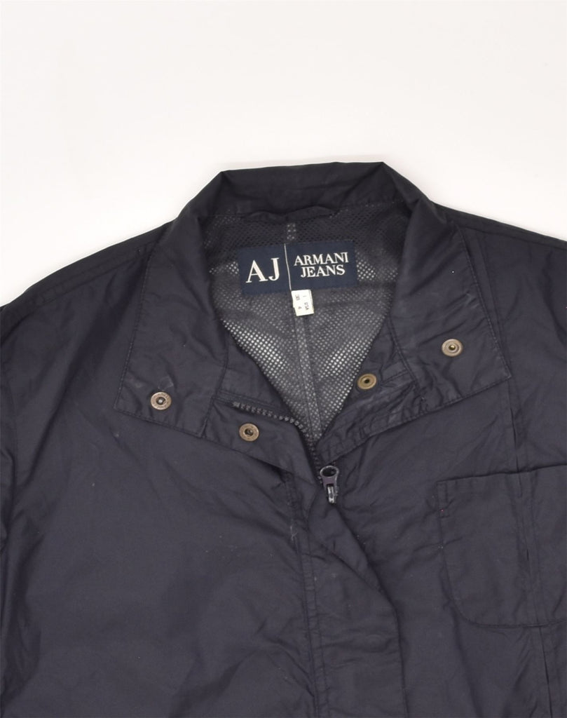 ARMANI Womens Rain Jacket US 4 Small Navy Blue Nylon | Vintage Armani | Thrift | Second-Hand Armani | Used Clothing | Messina Hembry 