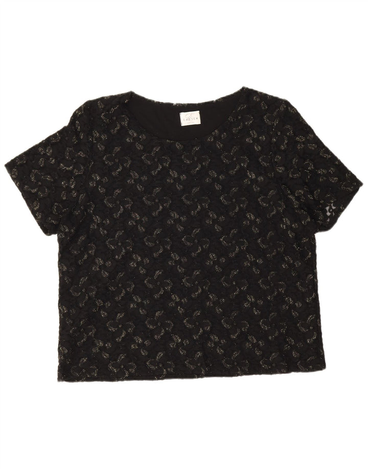Eastex Womens Blouse Top UK 16 Large Black Floral Polyamide