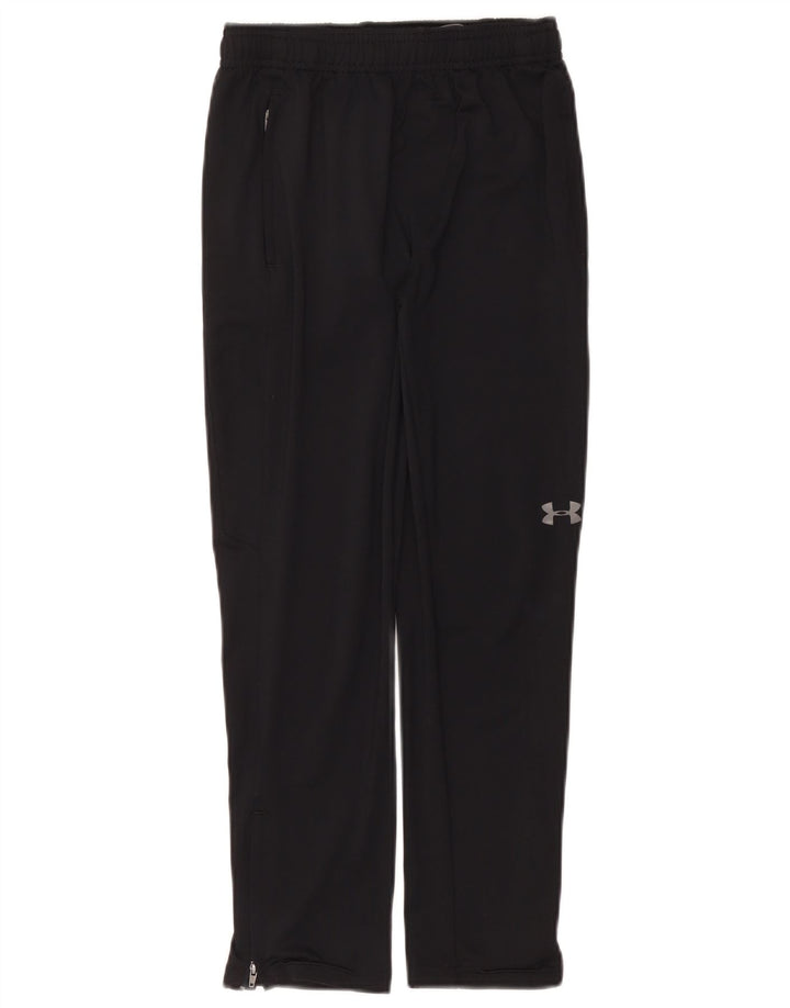 UNDER ARMOUR Boys Fitted Tracksuit Trousers 9-10 Years Medium Black
