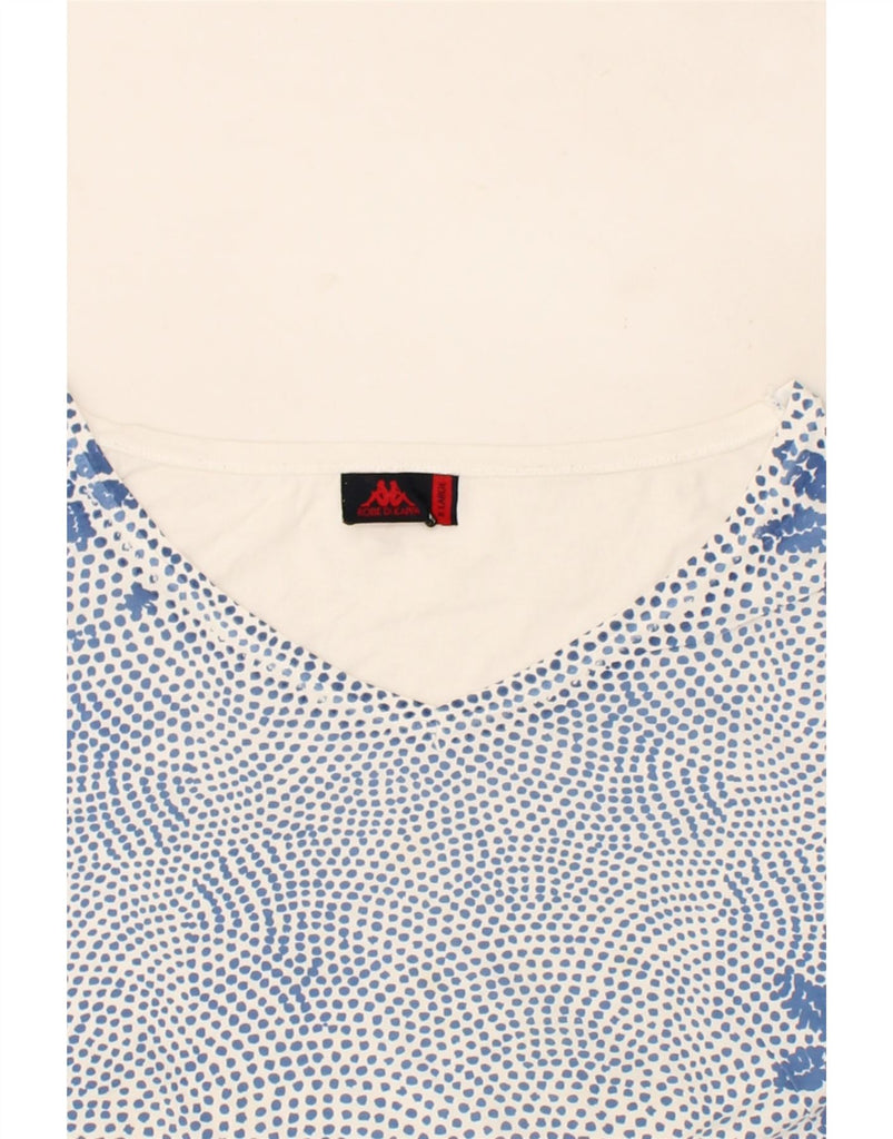 KAPPA Womens T-Shirt Top XL Blue Spotted Cotton Vintage Kappa and Second-Hand Kappa from Messina Hembry 