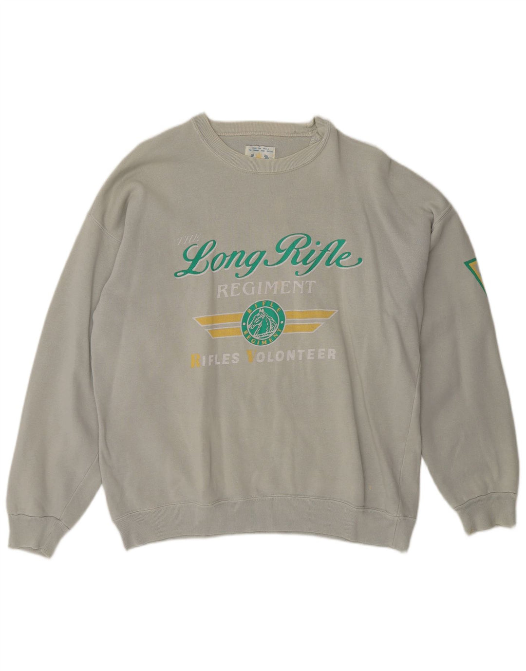 RIFLE Mens Graphic Sweatshirt Jumper Large Grey Cotton