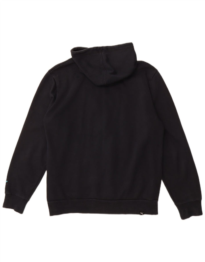 PUMA Mens Graphic Zip Hoodie Sweater Medium Navy Blue Cotton