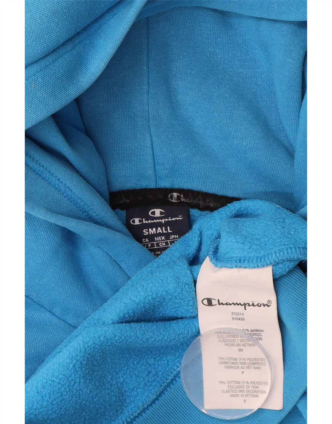CHAMPION Mens Hoodie Jumper Small Blue Cotton