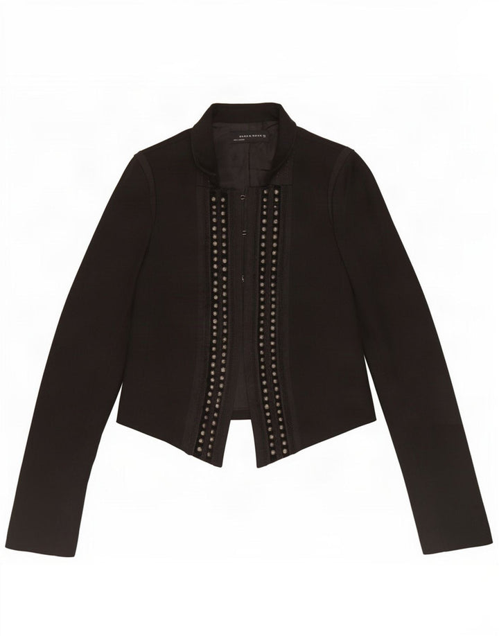 Zara Womens Blazer Jacket UK 12 Medium Black Wool