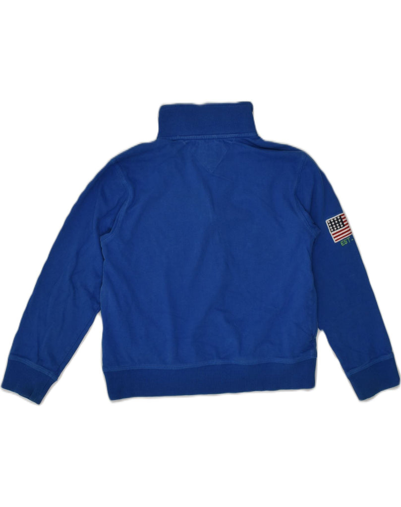 TOMMY HILFIGER Boys Zip Neck Sweatshirt Jumper 8-9 Years Small Blue Cotton | Vintage Tommy Hilfiger | Thrift | Second-Hand Tommy Hilfiger | Used Clothing | Messina Hembry 