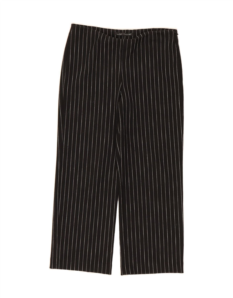 ZARA Womens Wide Leg Casual Trousers Medium W28 L26 Black Striped Vintage Zara and Second-Hand Zara from Messina Hembry 