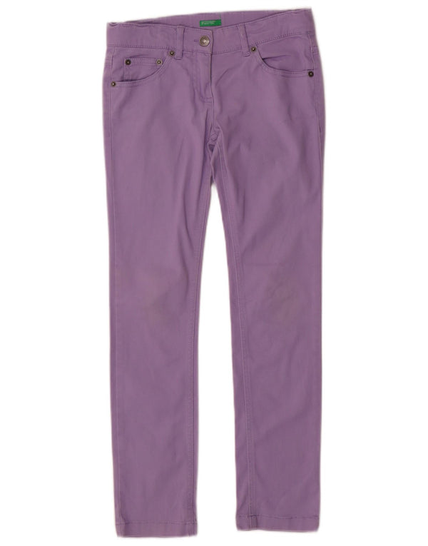 BENETTON Girls Slim Jeans 8-9 Years Large W26 L26 Purple Cotton